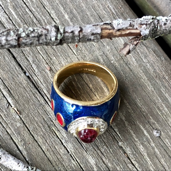 Jeweled enamel ring - Picture 4 of 6
